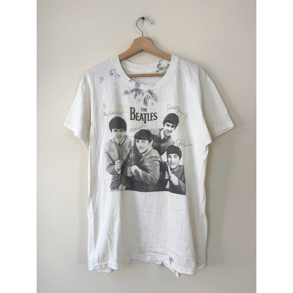 Vintage 90's The Beatles‎ Band Single Stitch White Tee Shirt - M/L